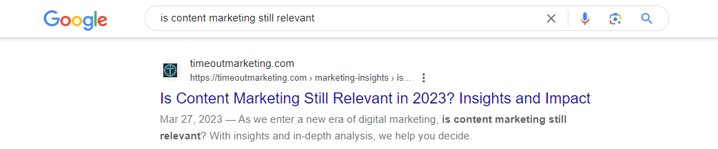 Google search intent example